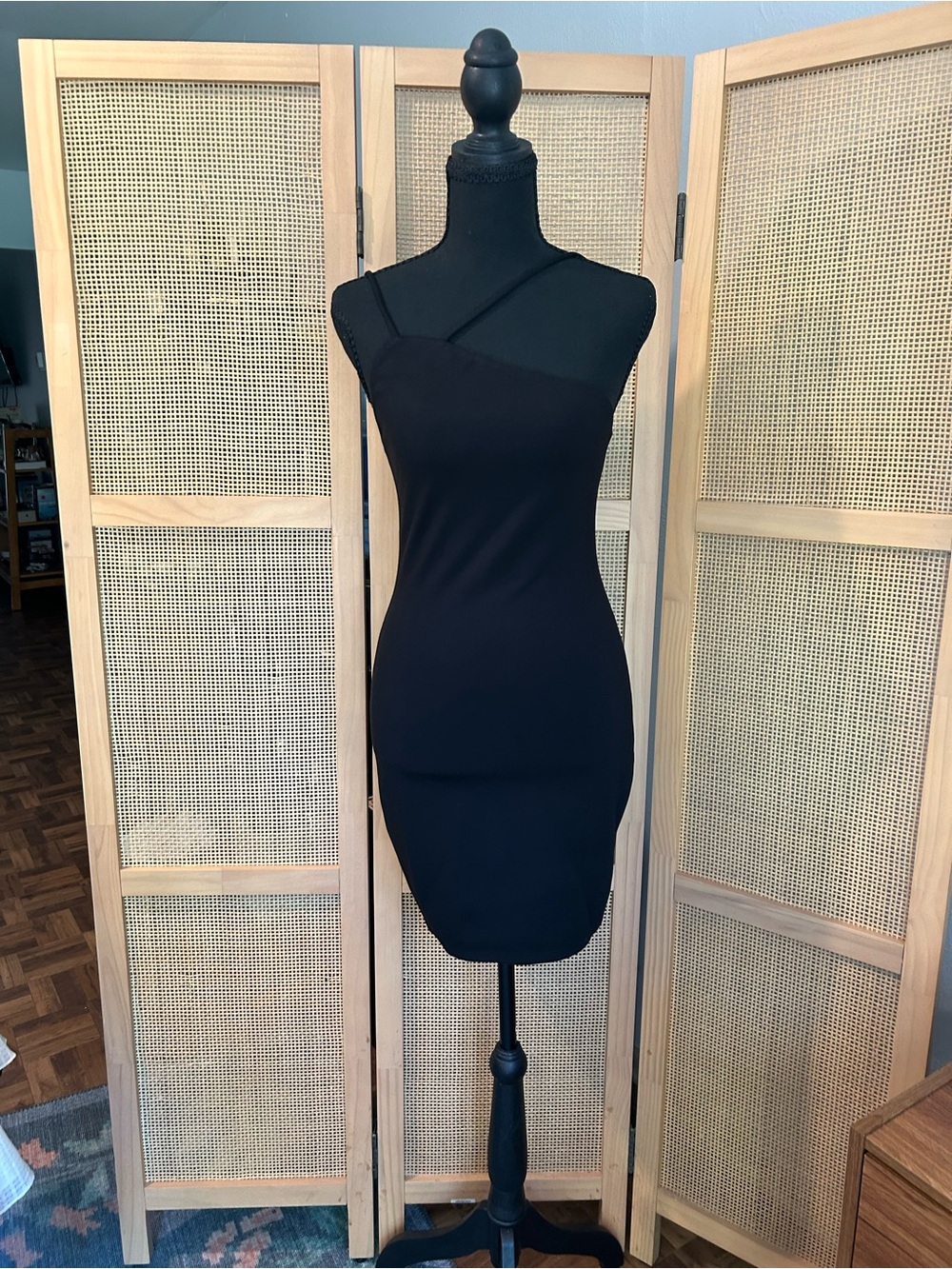 Lovers and Friends Black Bodycon Mini Dress, Asymmetric Strap, Size S, NWT